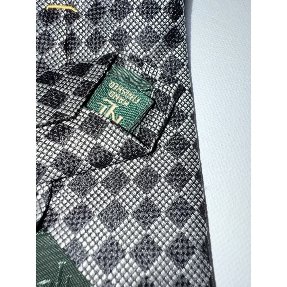 Lauren Ralph‎ Lauren Vintage Silk Tie Gray/Black Geometric Diamond RLL